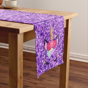 Chemin De Table Court Coureur de table de Parties scintillant violet Uni