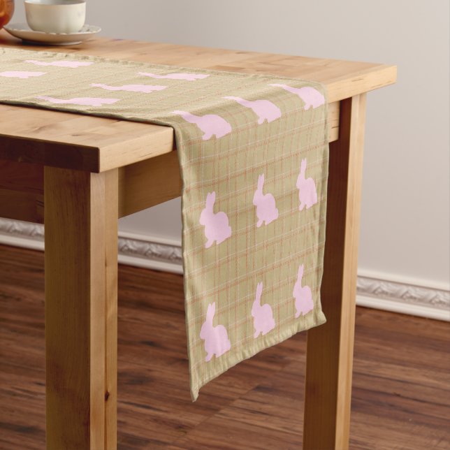 Chemin De Table Court Coureur de table du Motif Plaid Silhouette Bunny (In Situ)