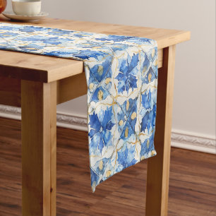 Chemin De Table Court Coureur de table en mosaïque bleue
