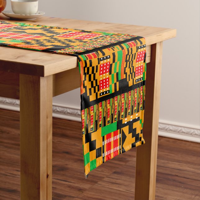 Chemin De Table Court Coureur de table en tissu Kente africain imprimé (In Situ)