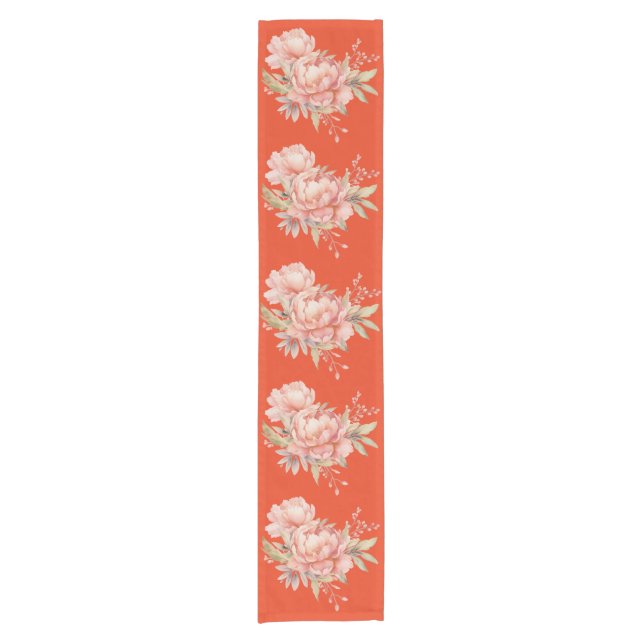 Chemin De Table Court Coureur de table Fleur sauvage rouge tomate (Devant)