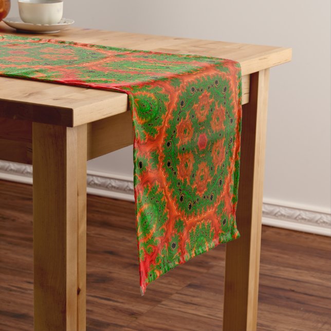 Chemin De Table Court Coureur de table Kaleidoscope orange et vert (In Situ)