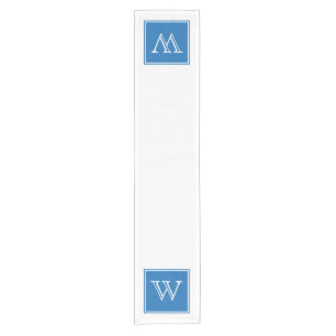 Chemin De Table Court Coureur de table Monogramme Carré bleu