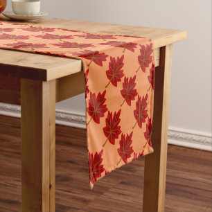 Chemin De Table Court Coureur de table Monogramme Feuilles d'érable roug