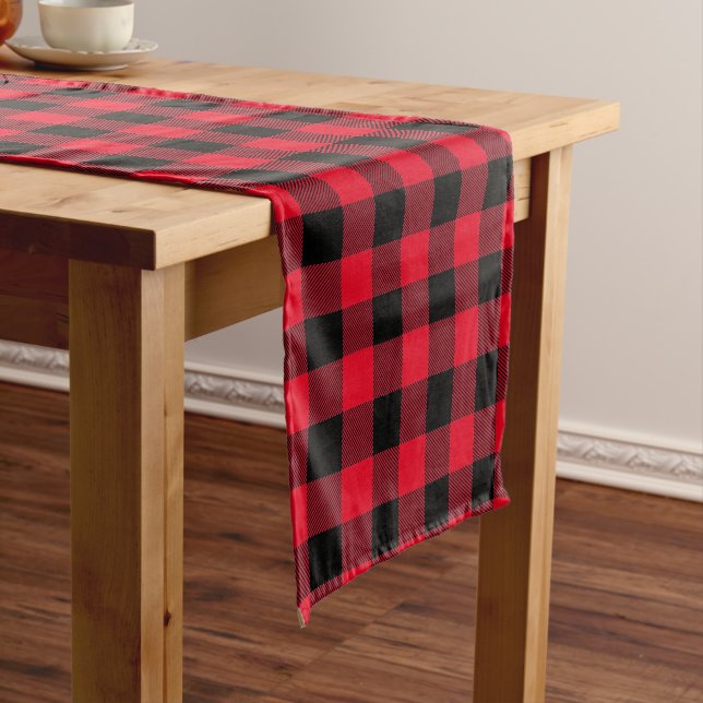 Chemin De Table Court Coureur de table Red Lumberjack Plaid Personnalisé (In Situ)