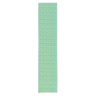 Chemin De Table Court Coureur de table Retro Turquoise et Green Trellis