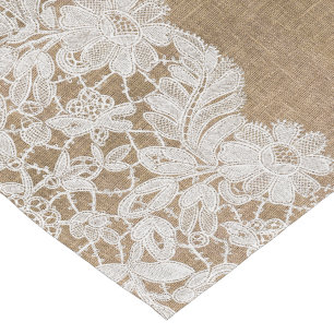 Chemin De Table Court Coureur de Tableau de dentelle et de toile de jute