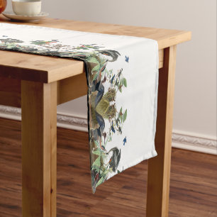 Chemin De Table Court Coureur de Tableau de fleurs d'oiseaux de chanson