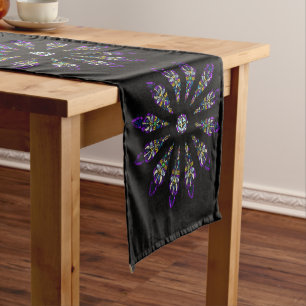 Chemin De Table Court Coureur de Tableau de short de mandala en verre