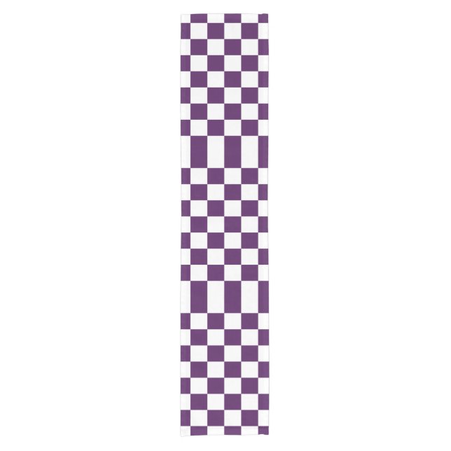 Chemin De Table Court Coureur pourpre et blanc Checkered de Tableau (Devant)