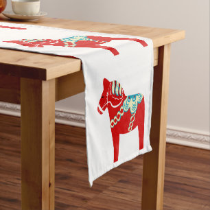 Chemin De Table Court Coureur rouge de Tableau de cheval de Dala