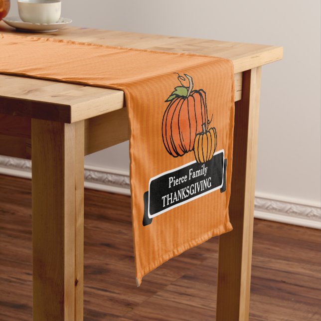 Chemin De Table Court Coureur Thanksgiving PumpkinTable personnalisé (In Situ)
