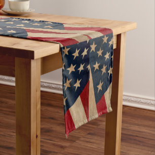 Chemin De Table Court Coureur vintage de Tableau de drapeau américain
