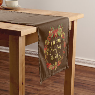 Chemin De Table Court Couronne de Thanksgiving Merci Reconnaissant Bénis