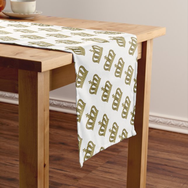 Chemin De Table Court Couronne d'or - luxe royal 2 (In Situ)