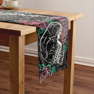 Chemin De Table Court Crânes et Roses sombres   Funky Glam Ombre Grunge
