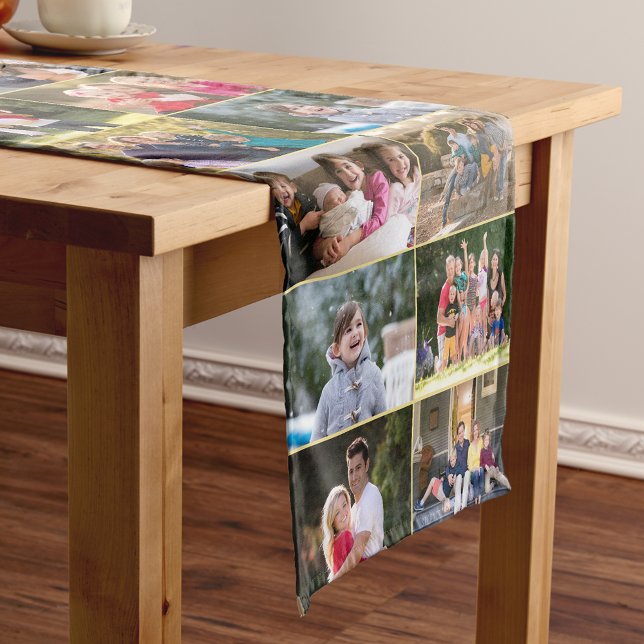 Chemin De Table Court Créez votre propre collection de photos de famille (Create Your Own 28 Family Photo Collage Home Decor Short Table Runner)