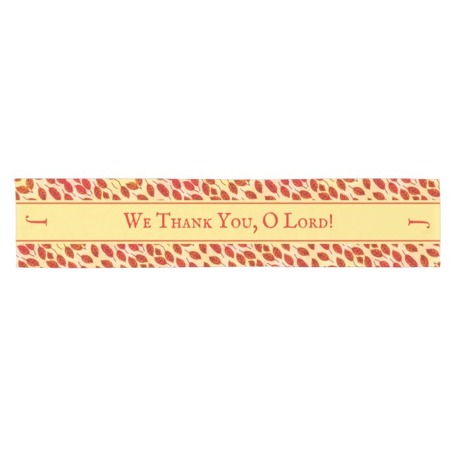 Chemin De Table Court Custom Monogram Thanksgiving FALL AUTUMN LEAVES (Horizontal)