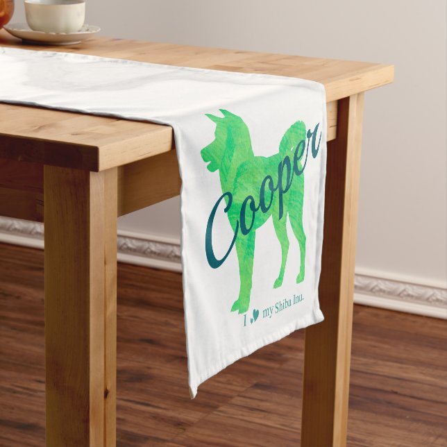Chemin De Table Court Custom Pastel  Shiba Inu Silhouette Table Runner (In Situ)
