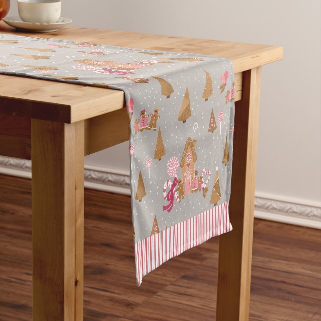Chemin De Table Court Cute Rose Gris Gray Gingerpain Candy Table Runer (In Situ)