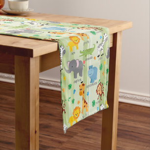 Chemin De Table Court Cute Safari Animals NurserMotif