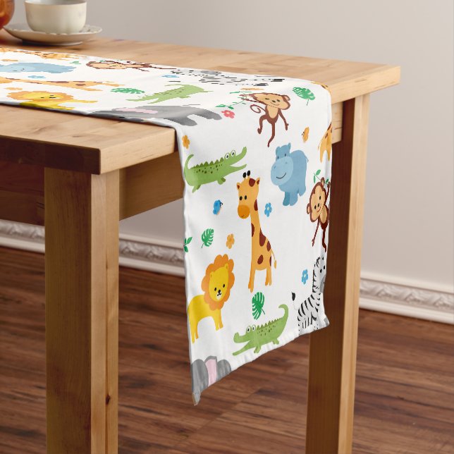 Chemin De Table Court Cute Safari Animaux Nursery Motif (In Situ)