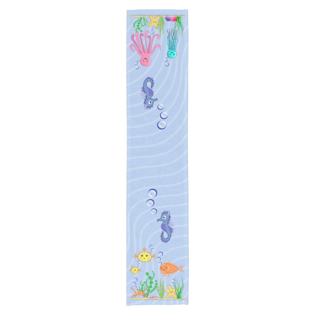 Chemin De Table Court Cute Sea Life Créatures Coureur de table (Devant)