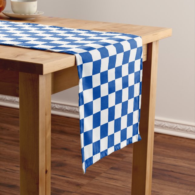 Chemin De Table Court Damier bleu de cobalt classique (In Situ)