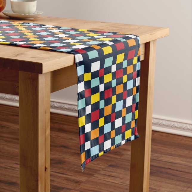 Chemin De Table Court Damier Coloré  (In Situ)