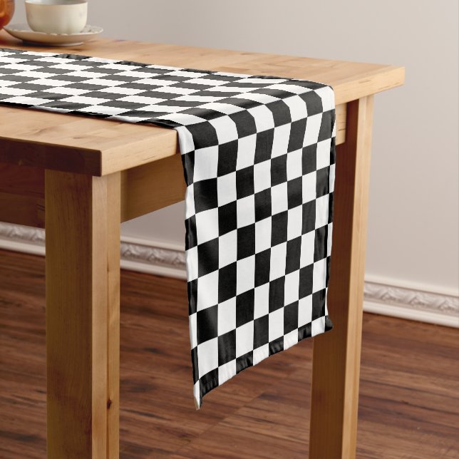 Chemin De Table Court Damier noir classique (In Situ)