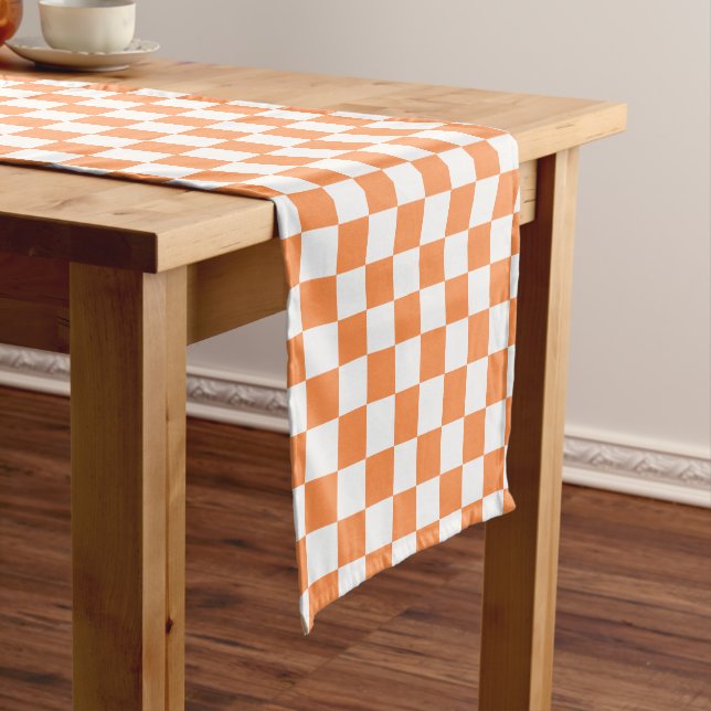 Chemin De Table Court Damier saumon visuel classique (In Situ)