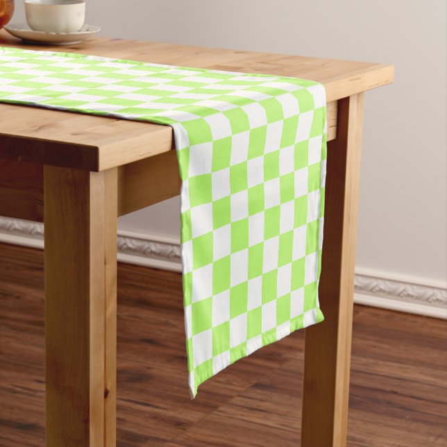 Chemin De Table Court Damier visuel classique lime (In Situ)