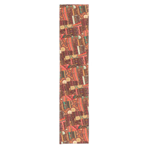 Chemin De Table Court Décor africain noir Kente Tribal Motif