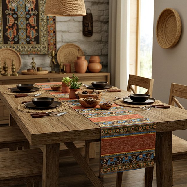 Chemin De Table Court Des éléphants brillants (Créateur téléchargé)