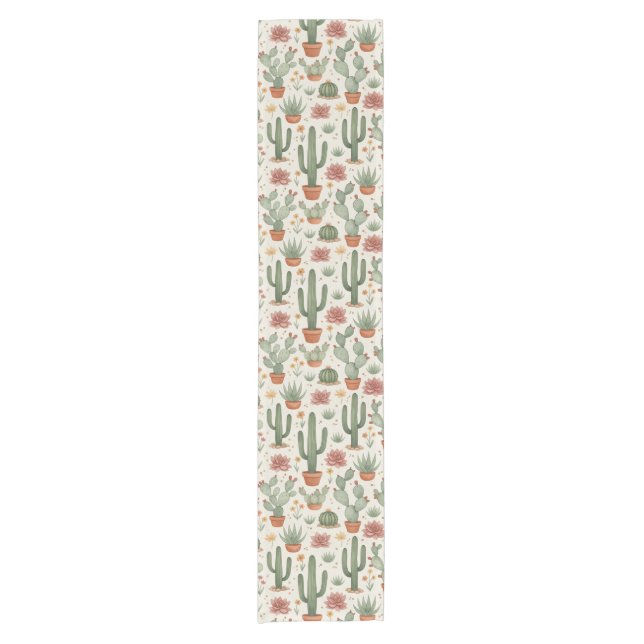 Chemin De Table Court Desert Cacti Succulent Seamless Pattern (Devant)