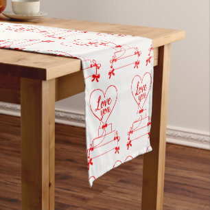 Chemin De Table Court Design de coeurs rouges créatifs