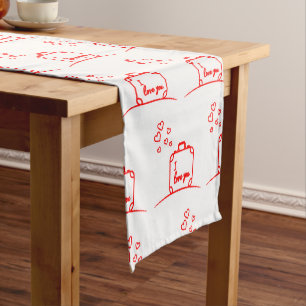 Chemin De Table Court Design de coeurs rouges créatifs