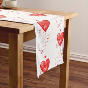Chemin De Table Court Design de coeurs rouges créatifs