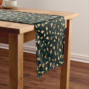 Chemin De Table Court Design turquoise et Gold Leopard Series 1