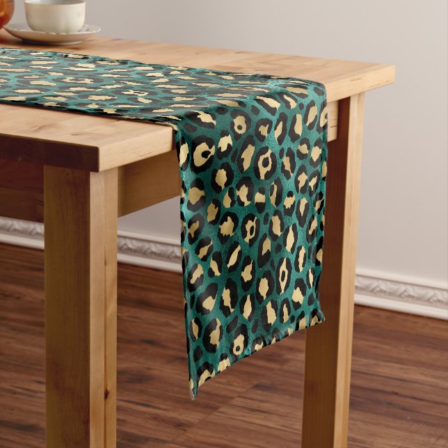 Chemin De Table Court Design turquoise et Gold Leopard Series 3 (In Situ)