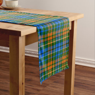 Chemin De Table Court Dessin à carreaux tartan vert orange bleu