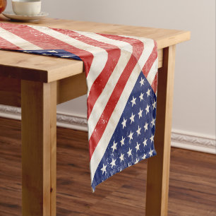 Chemin De Table Court Drapeau américain vintage en détresse