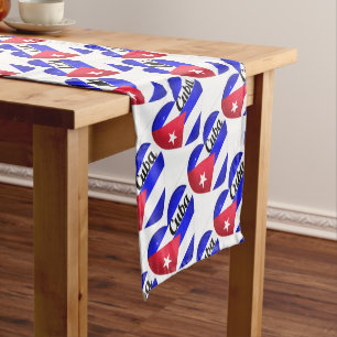 Chemin De Table Court Drapeau Cuba Cœur