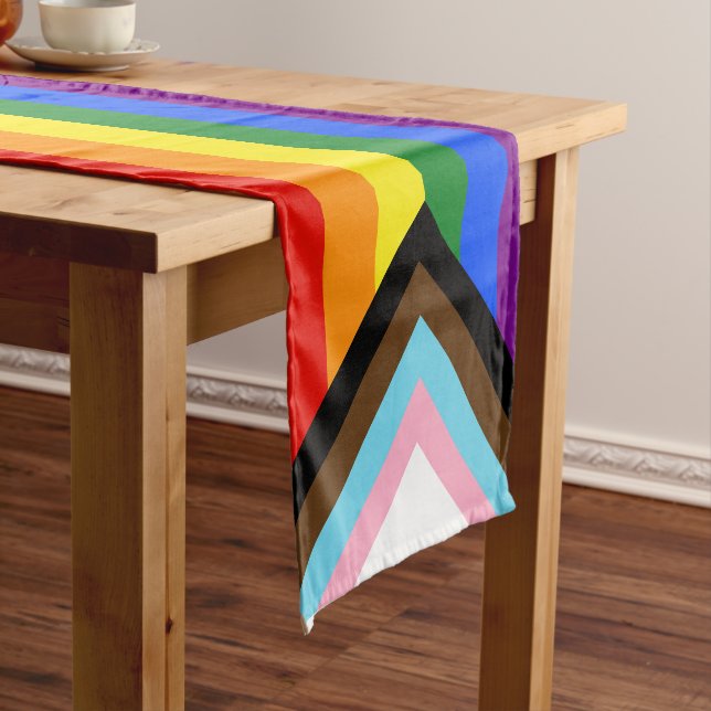 Chemin De Table Court Drapeau de fierté Progress Pride de SlipperyJoe si (In Situ)