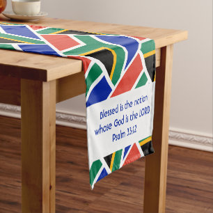 Chemin De Table Court Drapeau de l'AFRIQUE DU SUD Écriture Customisée