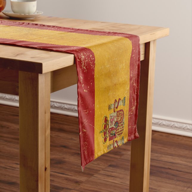 Chemin De Table Court Drapeau espagnol Vintage Grunge (In Situ)