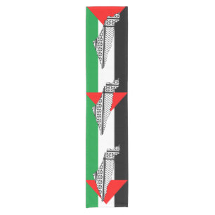 Chemin De Table Court Drapeau palestinien et carte avec Motif Keffiyeg