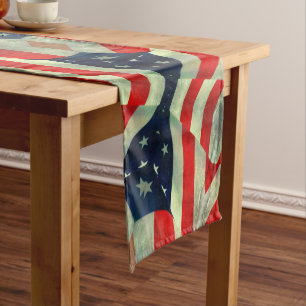 Chemin De Table Court Drapeau patriotique américain 4 juillet