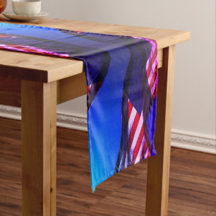 Chemin De Table Court Drapeau patriotique américain 4 juillet
