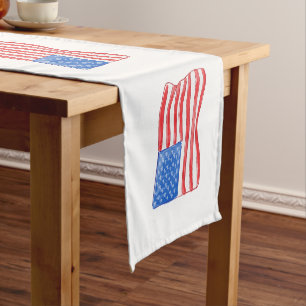 Chemin De Table Court Drapeau patriotique américain Preppy
